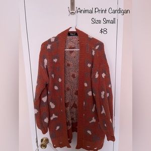 Distressed Animal Print Cardigan